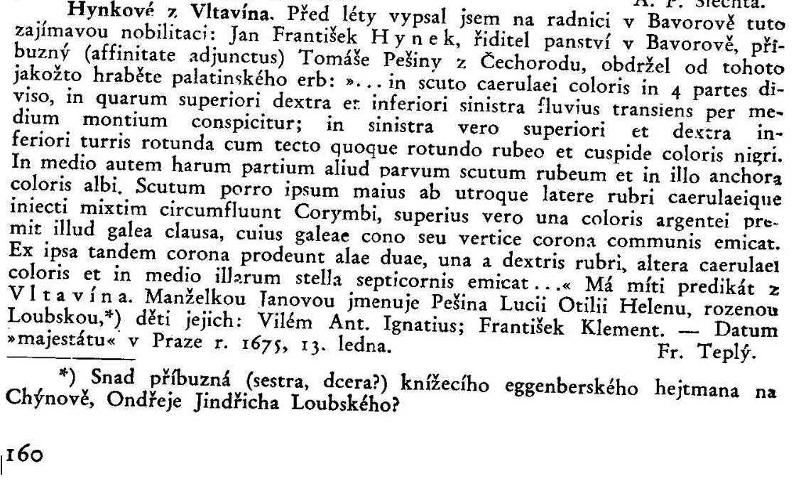 Hynkové z Vltavína, dle ČRSČ, ročník č. I/1929